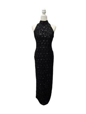 Vintage Scala Silk Beaded Gown in Black